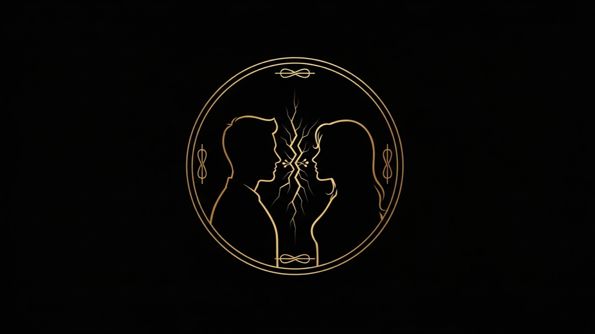 Black and gold editorial illustration for Article #002: How to Stop Fighting With Your Spouse Without Pulling Further Apart.