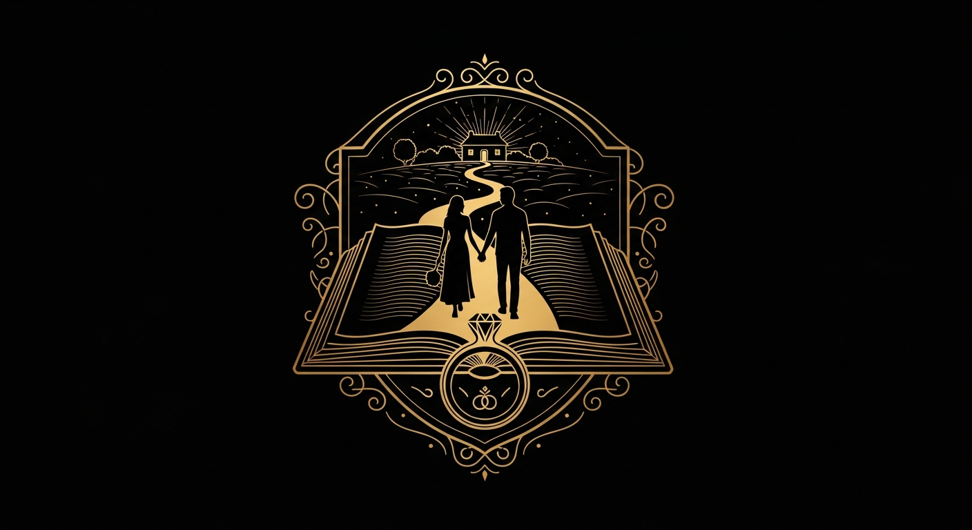 Black and gold editorial illustration for Article #010: 25 Habits of Strong Married Couples.