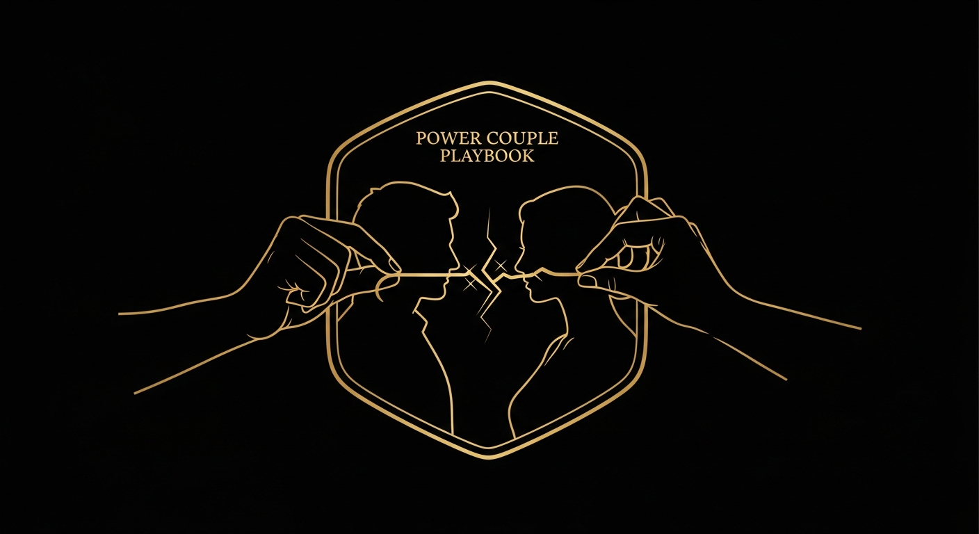 Black and gold editorial illustration for Article #011: Fair Fighting Rules for Married Couples.