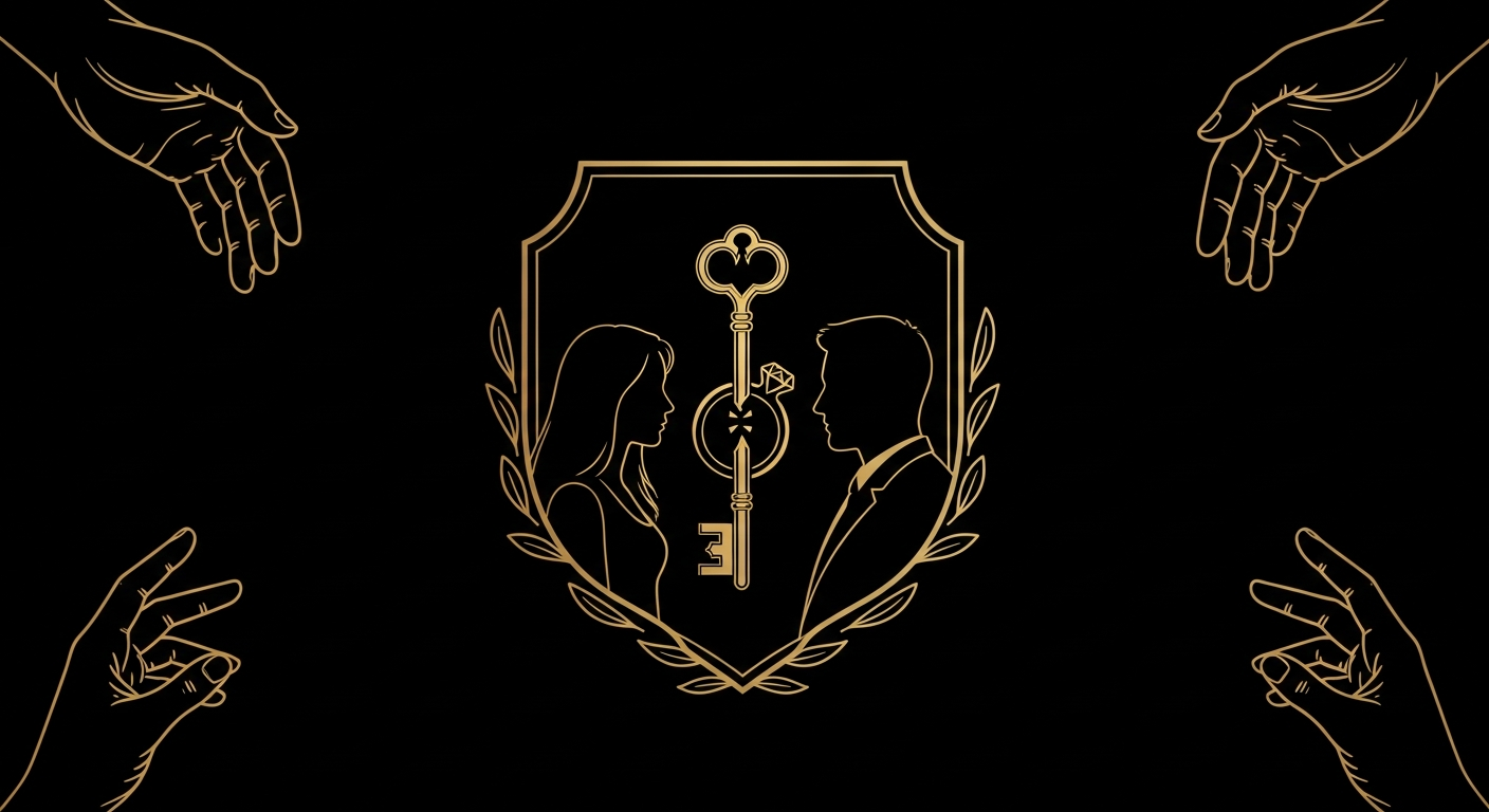 Black and gold editorial illustration for Boundaries That Protect Trust in Marriage.