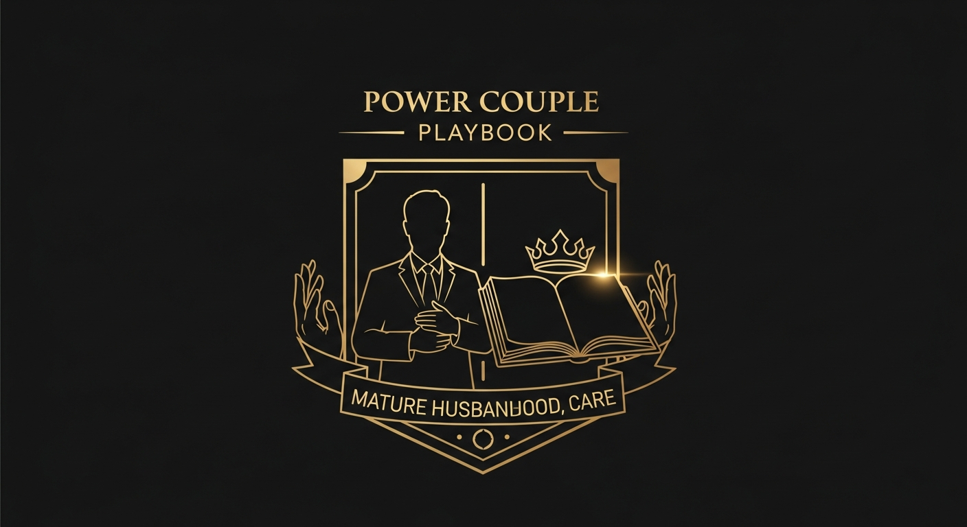 Black and gold editorial illustration for Habits of Strong Husbands in Healthy Marriages.