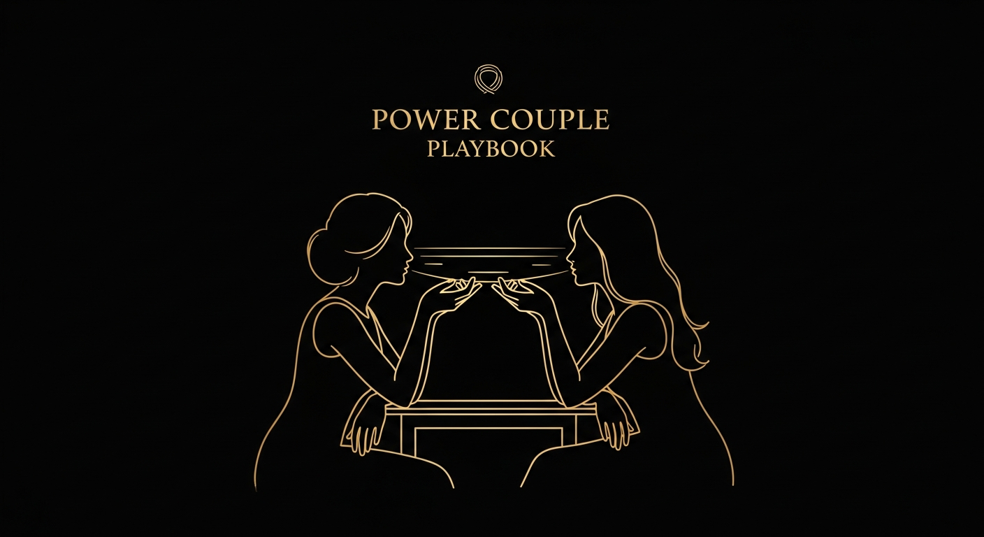 Black and gold editorial illustration for How can spouses reconnect after a stressful week?.