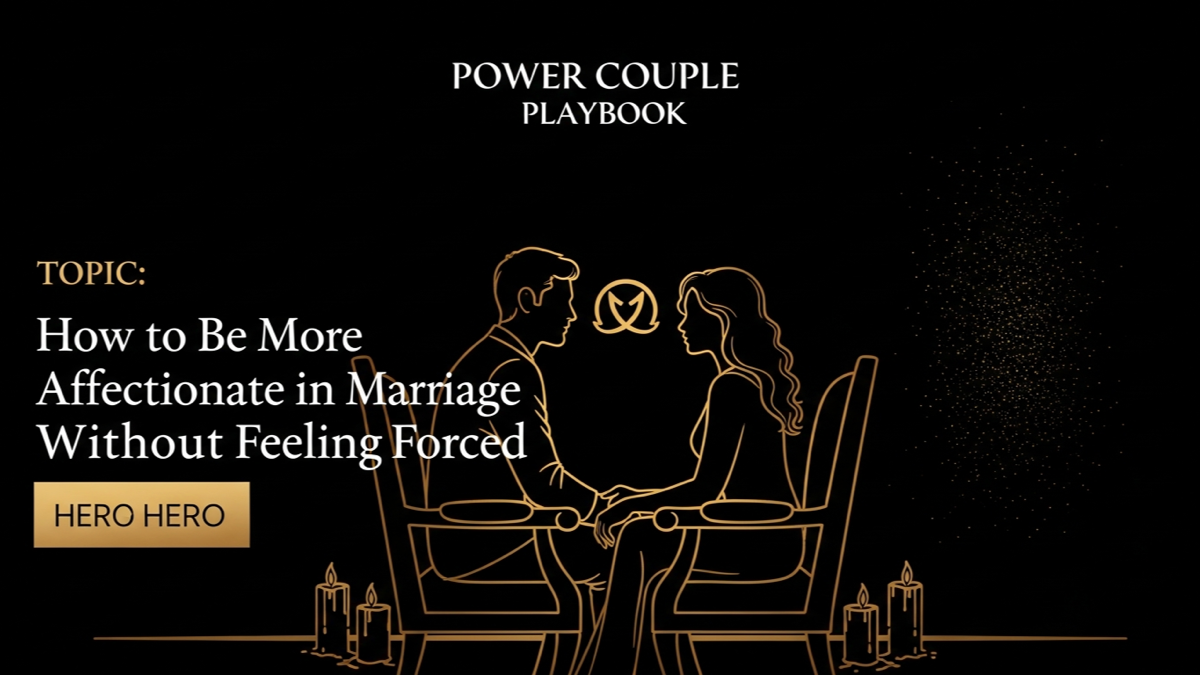 Black and gold editorial illustration for How to Be More Affectionate in Marriage Without Feeling Forced.