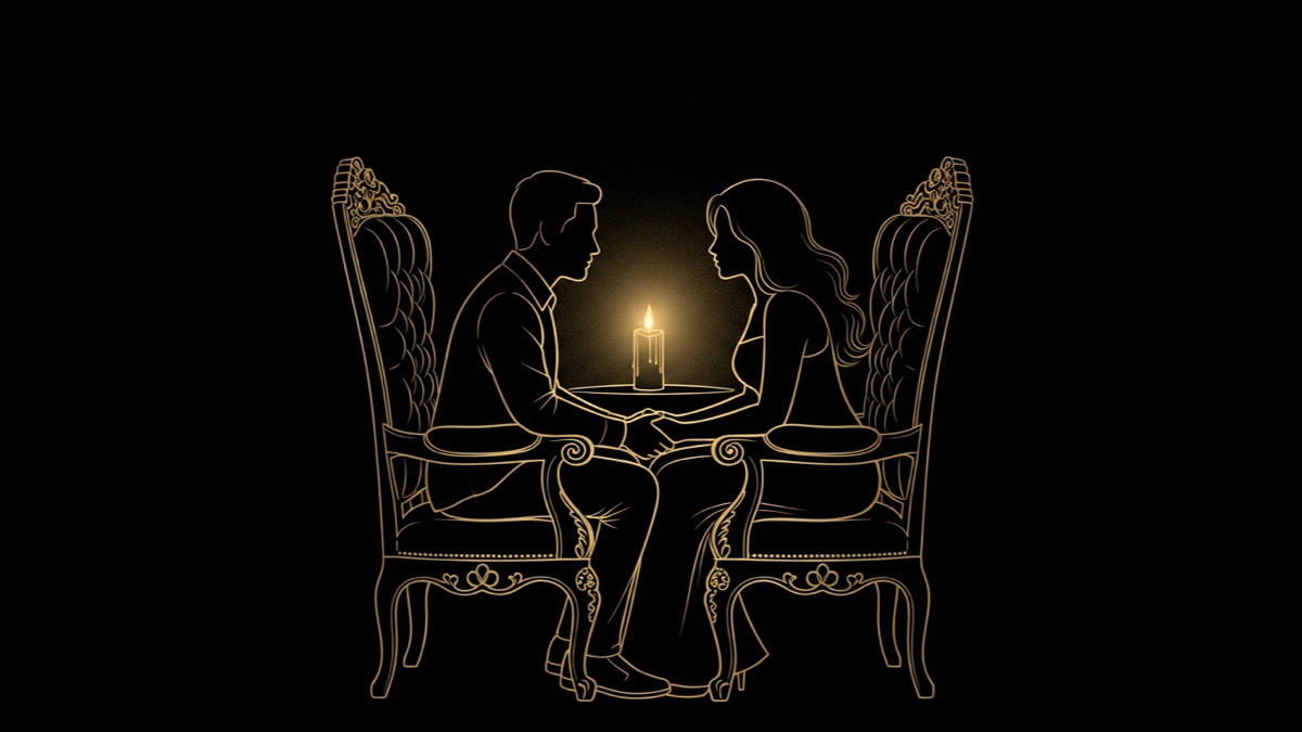 Black and gold editorial illustration for How to Rebuild Physical Intimacy in Marriage.