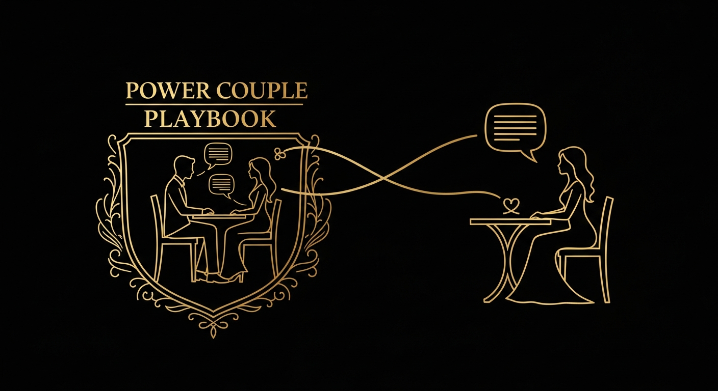 Black and gold editorial illustration for How to Stop Being Defensive With Your Wife.