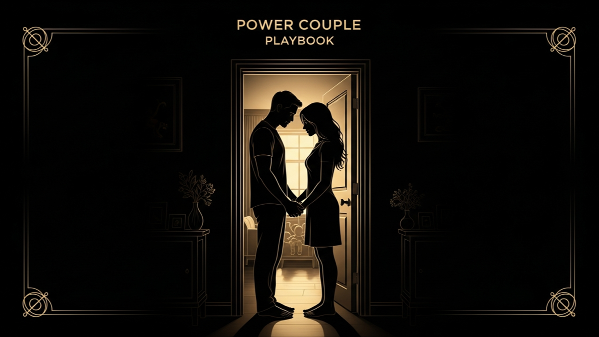 Black and gold editorial illustration for Intimacy After Kids: How Couples Can Reconnect.