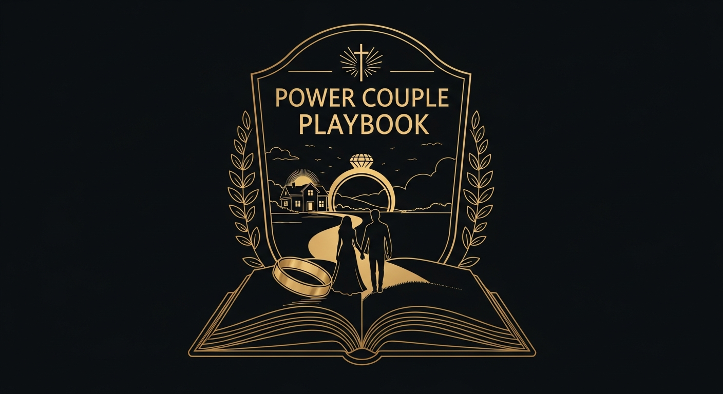 Black and gold editorial illustration for marriage meeting agenda template.
