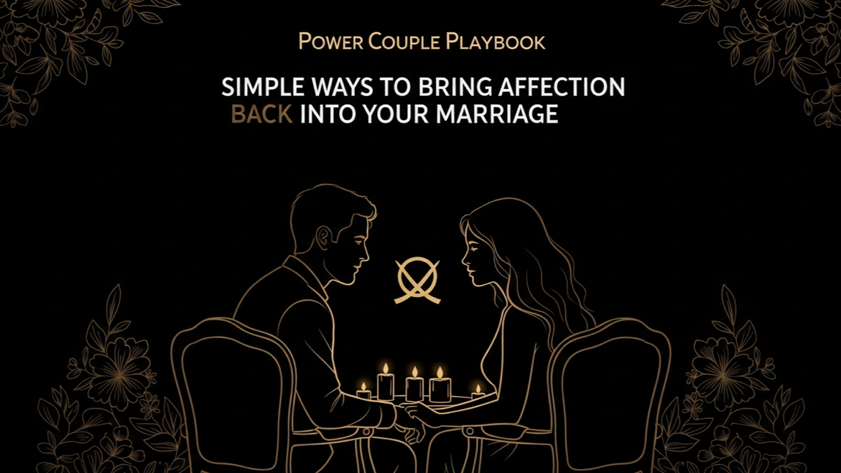 Black and gold editorial illustration for Simple Ways to Bring Affection Back Into Your Marriage.