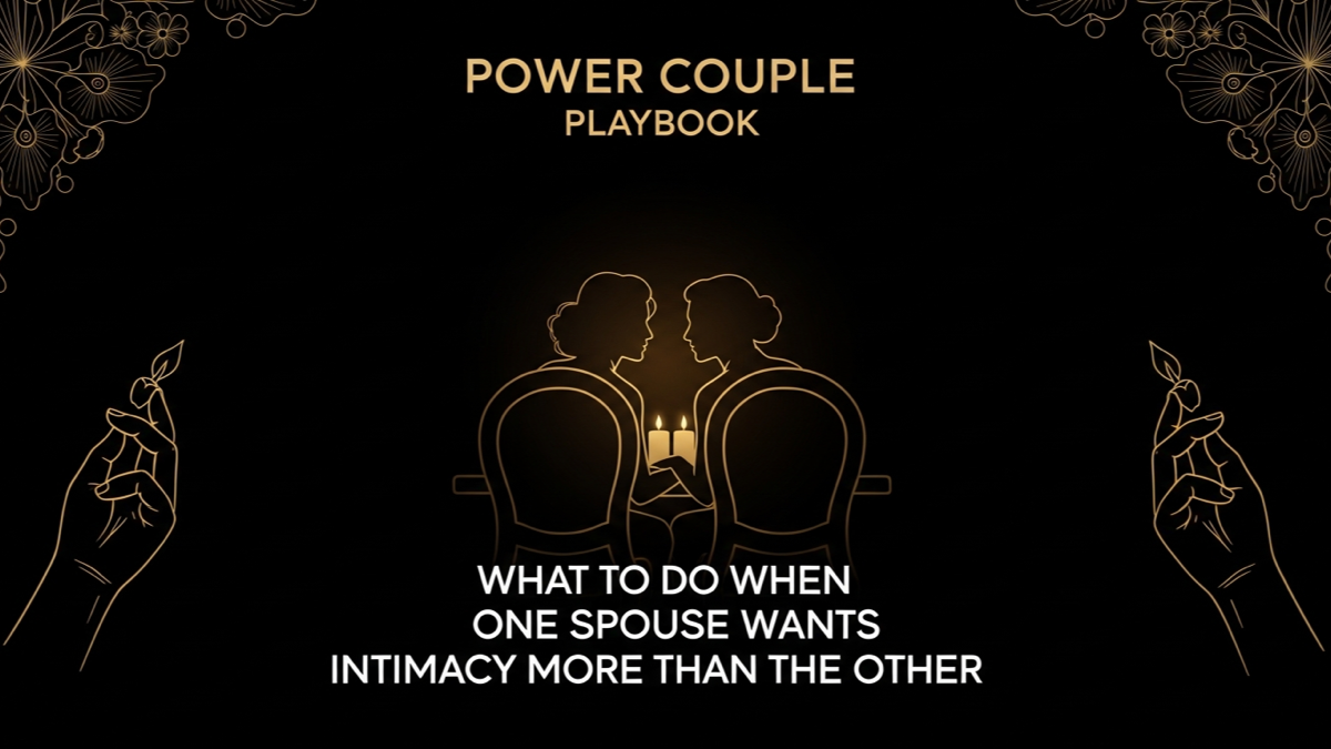 Black and gold editorial illustration for What to Do When One Spouse Wants Intimacy More Than the Other.